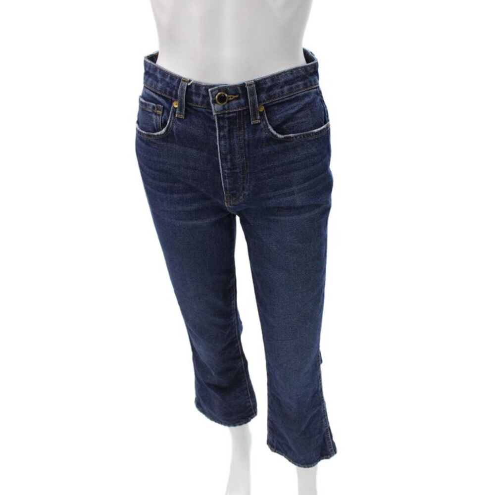 Khaite Womens Bootcut Jeans Blue High Rise Cotton Button Inseam 24 Size 25
